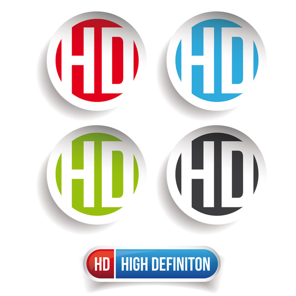 Кнопка HD - векторний набір високої чіткості
 - Вектор, зображення