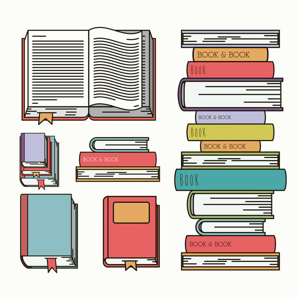 books set library isolated icon - Vector, Image