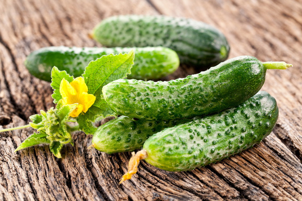 Cucumbers with leaves - Foto, Imagen