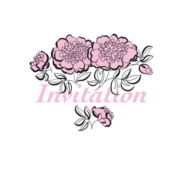 rosa Pfingstrose florale Skizze. Frühlingsblumen Vektor Illustration. bla - Vektor, Bild