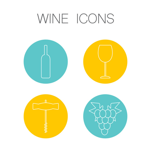 Стиль линии икон вина
 - Вектор,изображение