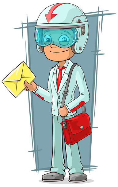 Cartoon super delivery boy with red bag - Vector, Image
