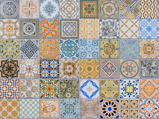 Wall ceramic tiles patterns Mega set from Thailand public park.  - Photo, Image