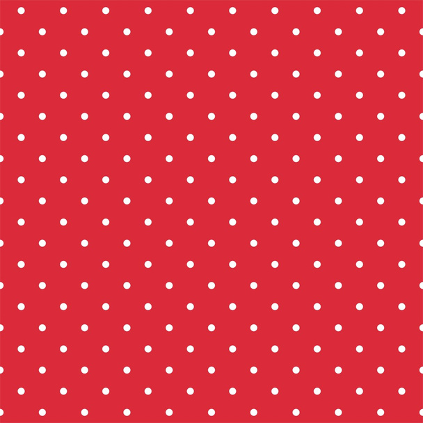 白の水玉の赤い背景のレトロなシームレスなベクター パターン - ベクター画像
