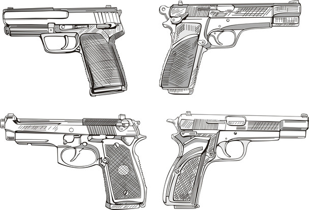 Esboços de pistola
 - Vetor, Imagem