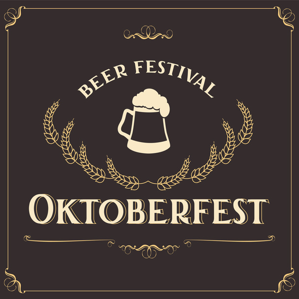Poster Oktoberfest in vintage style. Vector - Vector, imagen