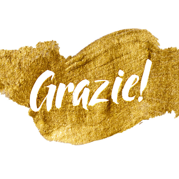 Thank You Italian Language White Letters Gold Foil Vector Lettering - Vektor, Bild