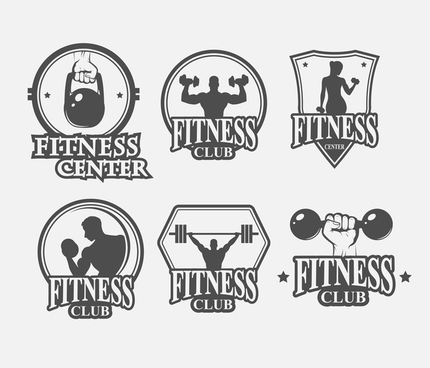 fekete-fehér fitness jelkép készlet - Vektor, kép