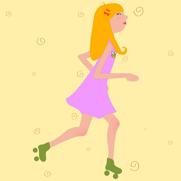 girl riding roller skates - Vector, Image