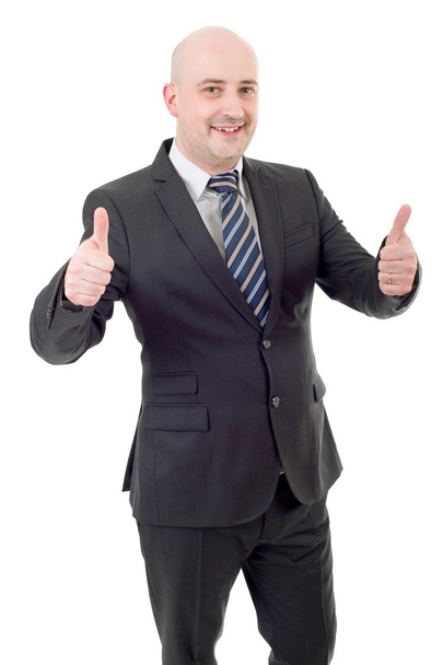 young business man going thumbs up, isolated on white - Foto, Imagem