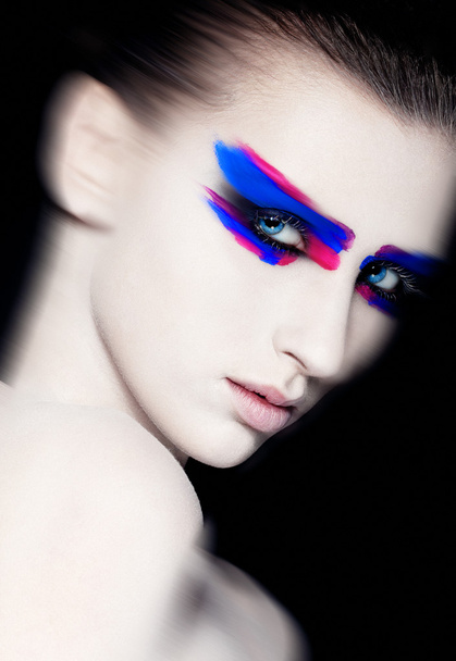 Beauty creative art makeup on black background - Foto, Imagem