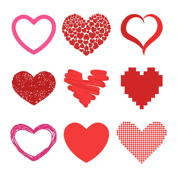 Красные векторные иконы сердца
 - Вектор,изображение