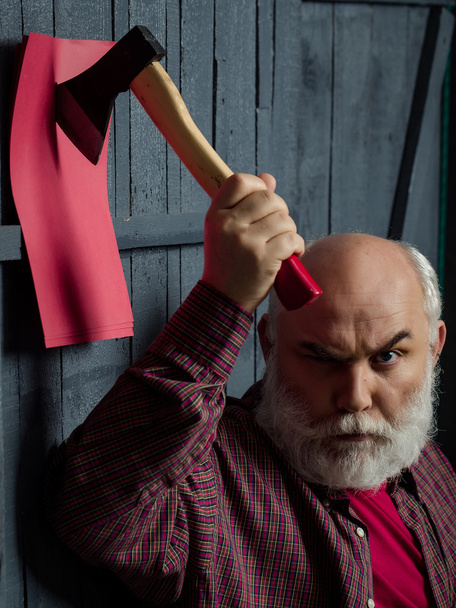 Man with axe and paper - 写真・画像