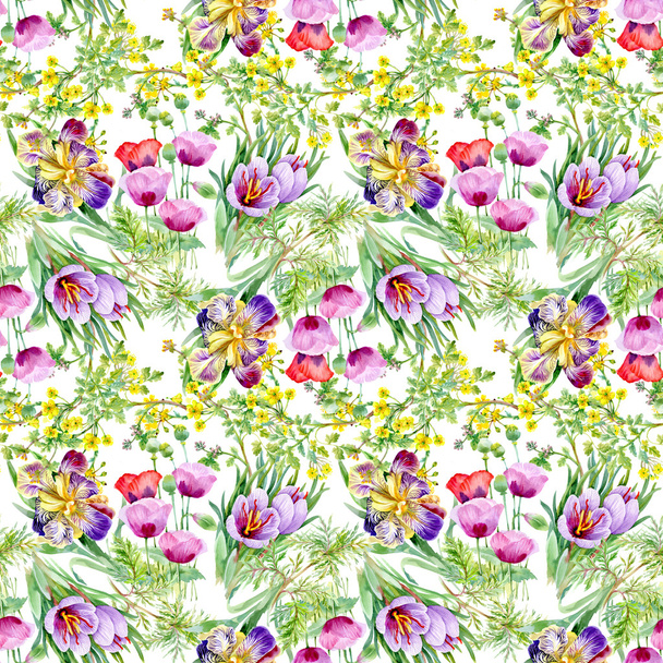 Watercolor Seamless floral pattern - Фото, изображение