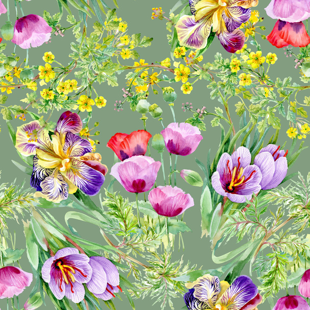 Watercolor Seamless floral pattern - Fotó, kép