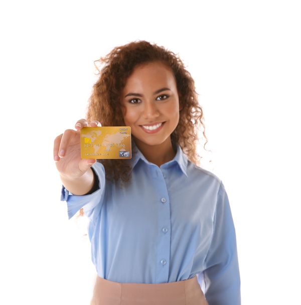 woman holding credit card - Zdjęcie, obraz