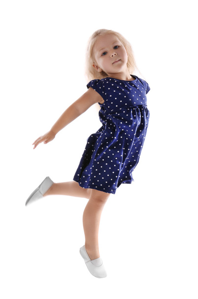 Funny little girl jumping  - Foto, afbeelding
