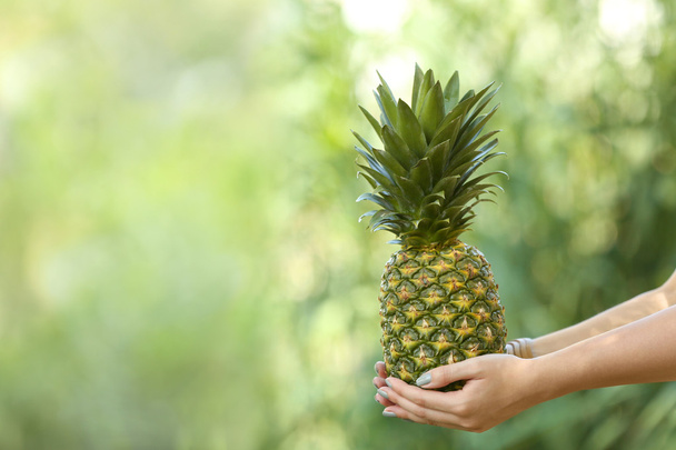 Woman holding pineapple  - Photo, image