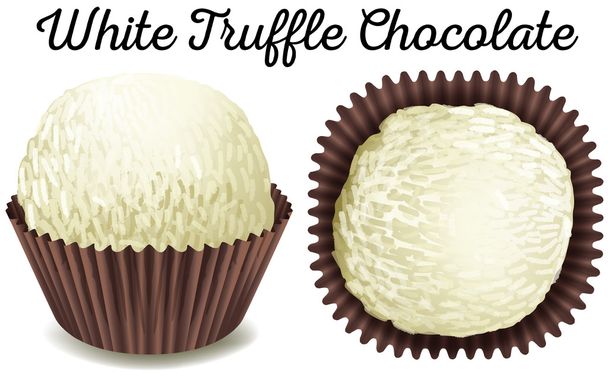 Белый шоколад с трюфелями в коричневой чашке
 - Вектор,изображение