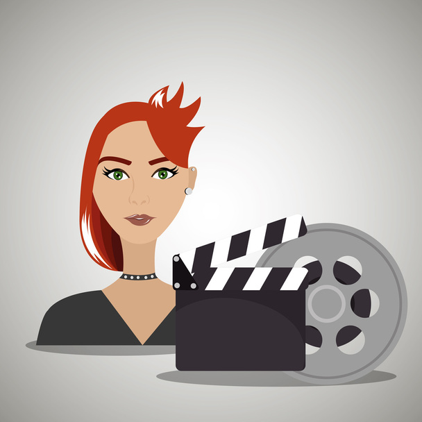 kadın video sinema - Vektör, Görsel
