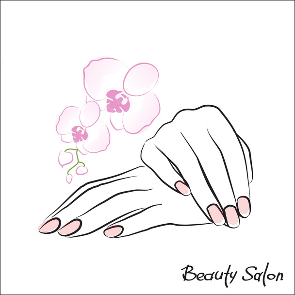 Vrouwelijke handen manicure - Vector, afbeelding