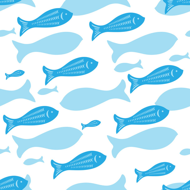 Vector Seamless pattern with fish silhouettes - Wektor, obraz
