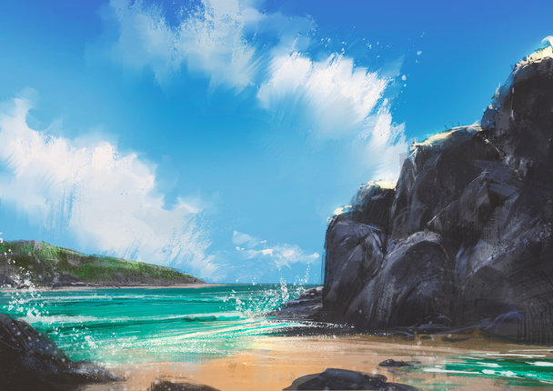 hermosa playa verano natural al aire libre, pintura
 - Foto, Imagen