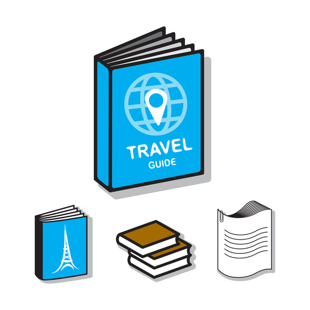 Guia de viagem livro ícones planos
 - Vetor, Imagem
