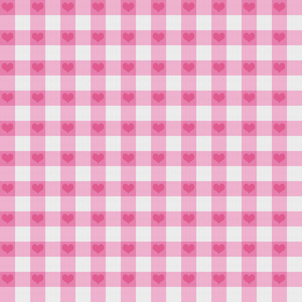 Розовый Джингэм на фоне сердец
 - Фото, изображение