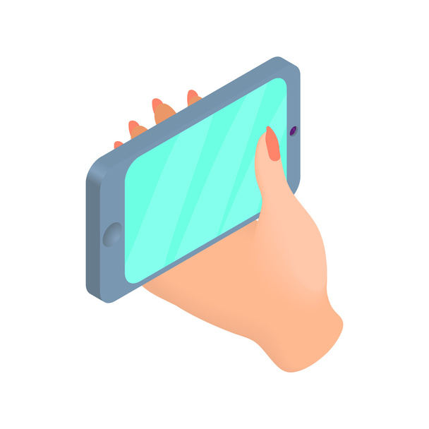Female hand work with smartphone icon - Vector, Image