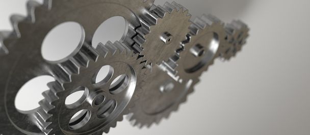 Machine glas gear mechanism background. 3D illustration - Foto, Imagem