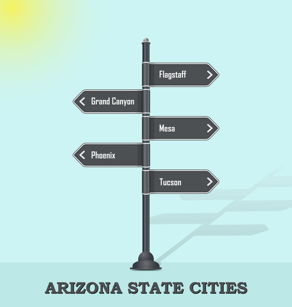 Road signpost template for USA towns and cities - Arizona state - Vector, Image