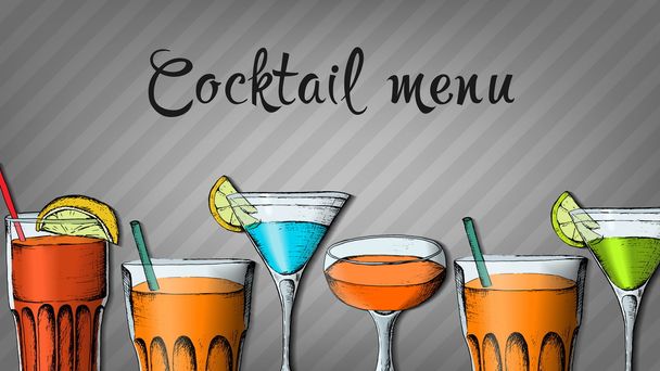 Vector template of cocktail menu - Vector, Imagen