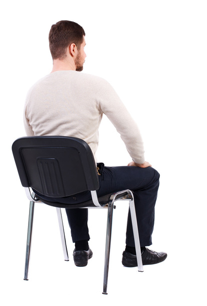 back view of business man sitting on chair. - Фото, зображення