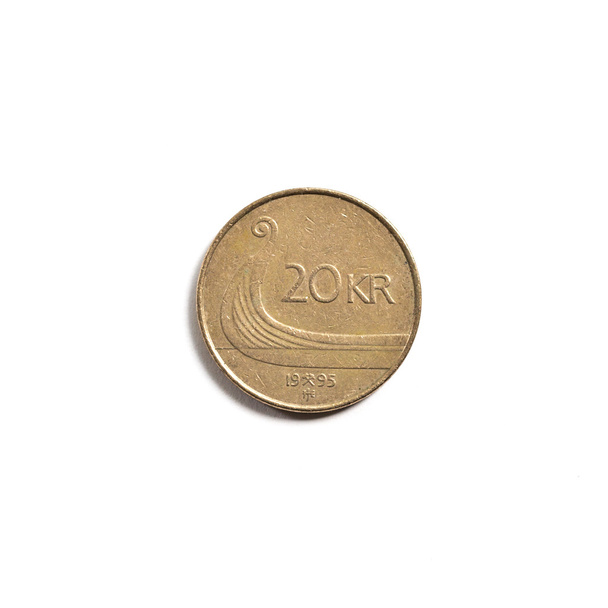 Норвежская крона 20 kr валюты изолированы на белом фоне
 - Фото, изображение