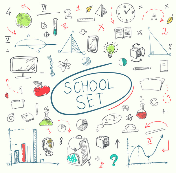 school big set illustration. - Vector, Image