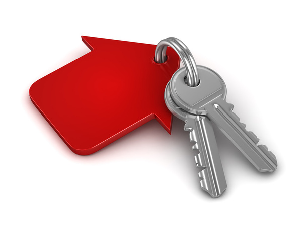3d key chain with red house  - Zdjęcie, obraz