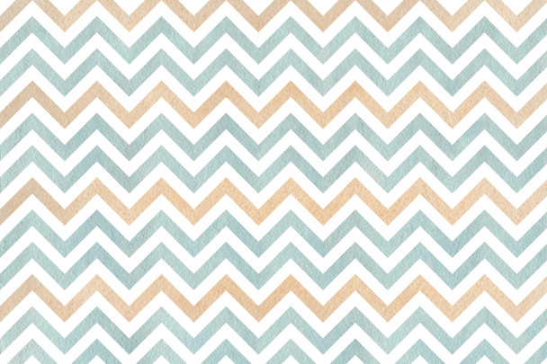 Watercolor beige and blue stripes background, chevron. - Photo, Image