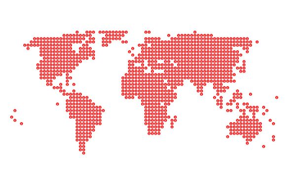 World map with Yen sign in red dots - Photo, Image