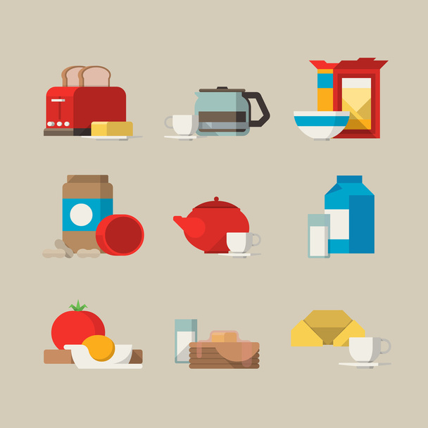 food and kitchen icons elements - Vector, Image