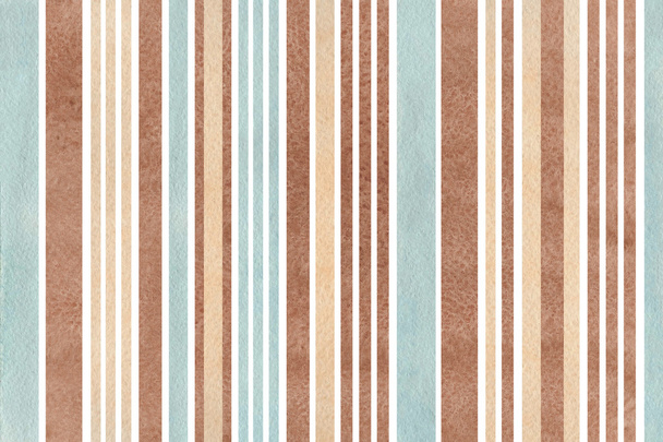 Watercolor brown, beige and blue striped background. - Photo, Image