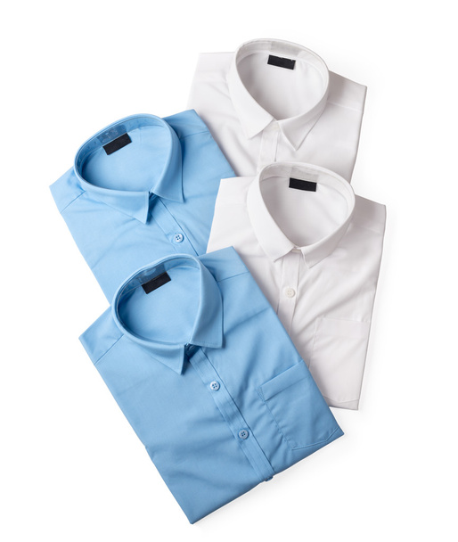 σύνολο των ανδρικών πουκαμίσων λευκό και μπλε - Φωτογραφία, εικόνα
