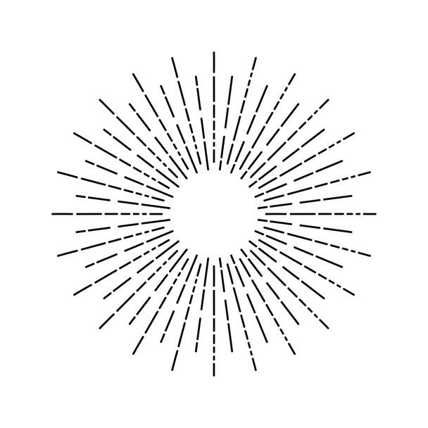 Lineaire tekening van stralen van de zon - Vector, afbeelding