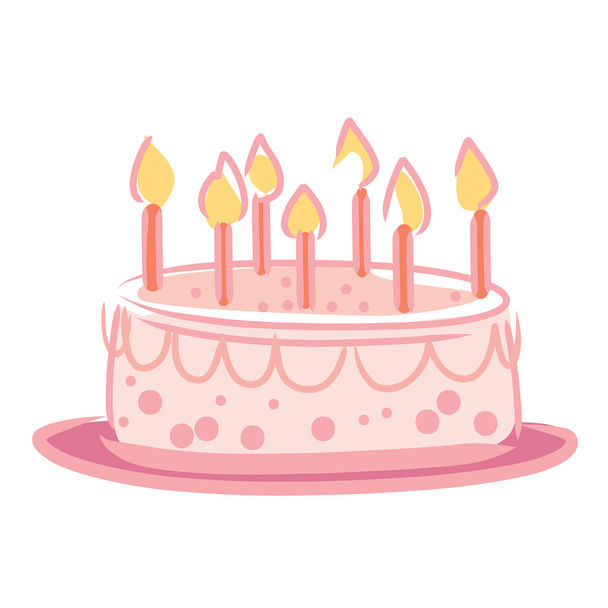 Candles on Cake Pink color. - Vector, Image