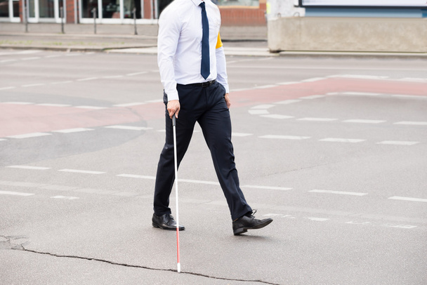 Blind Person Walking On Street - Valokuva, kuva