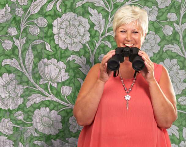 A Senior Woman Holding Binoculars - Photo, Image