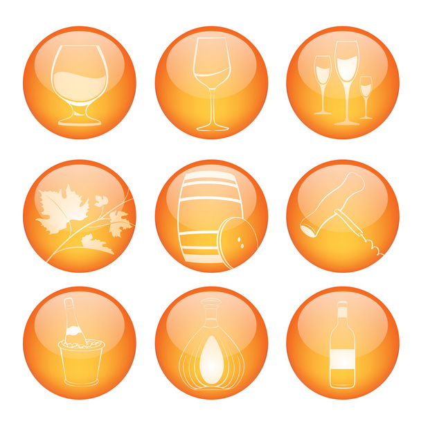 Set of winery sphere icons - Vector, Image
