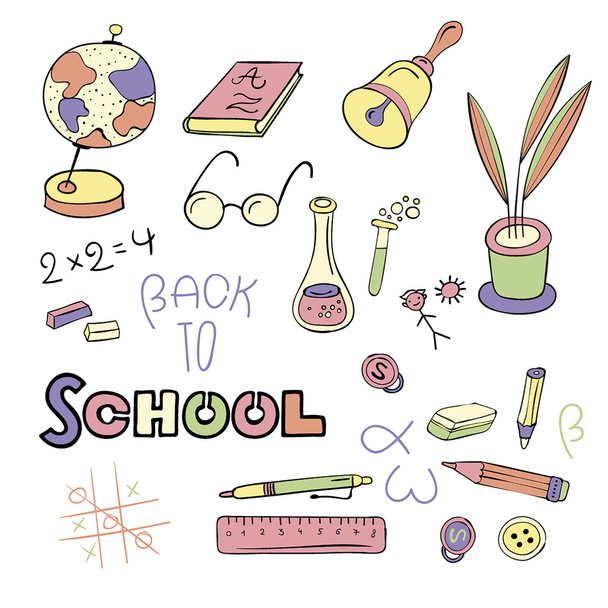 ilustraciones dibujadas a mano de la vida escolar y el aprendizaje
 - Vector, imagen