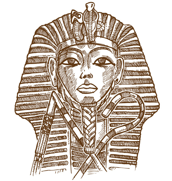 Tutanchamon-Maske von Hand gezeichnet - Vektor, Bild