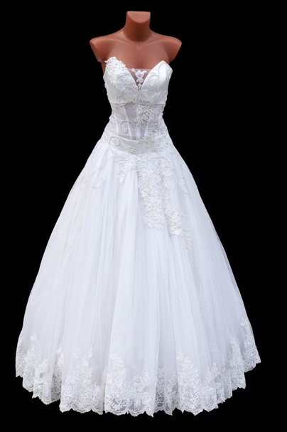 美しい白いウェディングドレス - 写真・画像